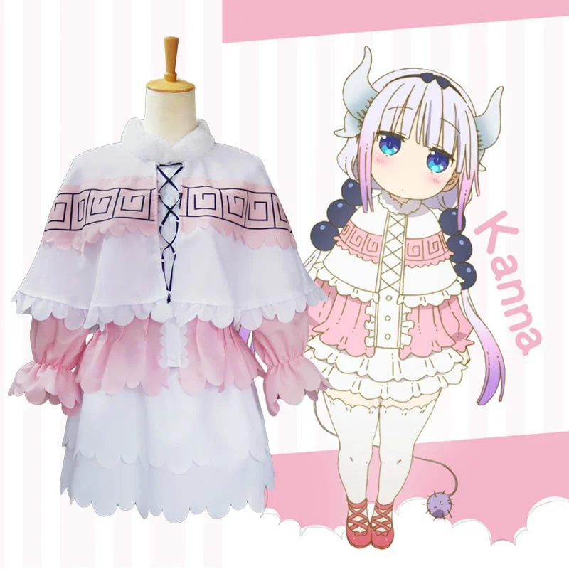 

Аниме Miss Kobayashi's Dragon Maid Kanna Kamui косплей костюм милая горничная платье розовое платье Лолита