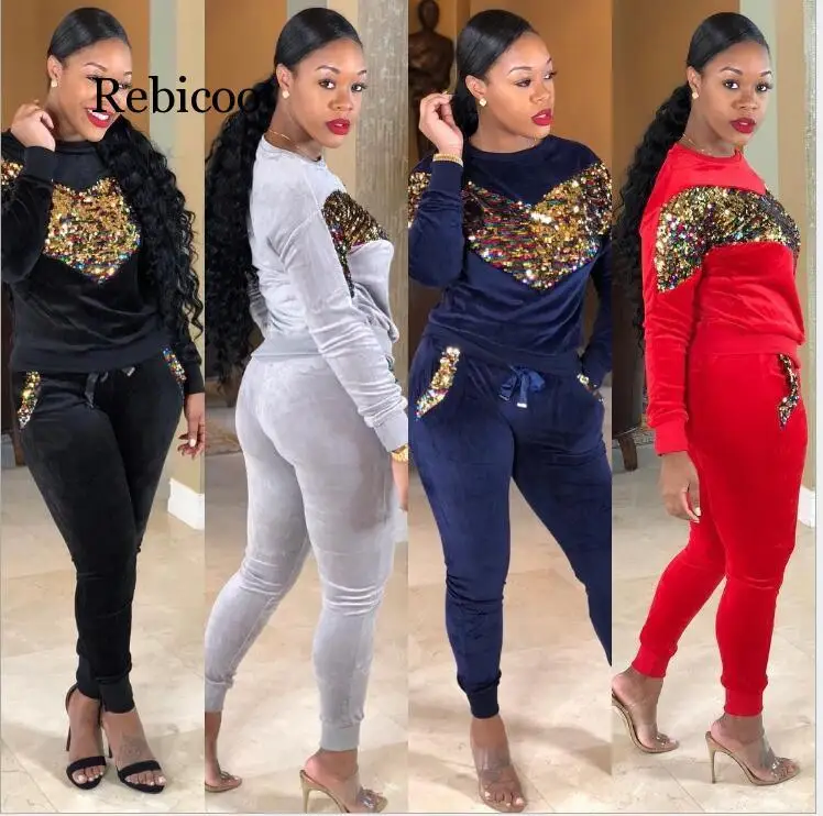 Бархатный комплект из двух предметов толстовка Женский велюровый спортивный