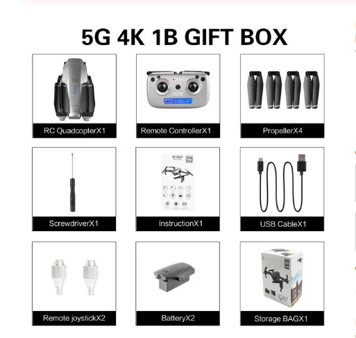 5G 4k 1B gift box SG907 Дрон с GPS с 4K HD Двойная камера широкий угол 5G wifi FPV RC Квадрокоптер складные дроны Профессиональные с GPS следуем за мной - Цвет: 5G 4k 1B gift box