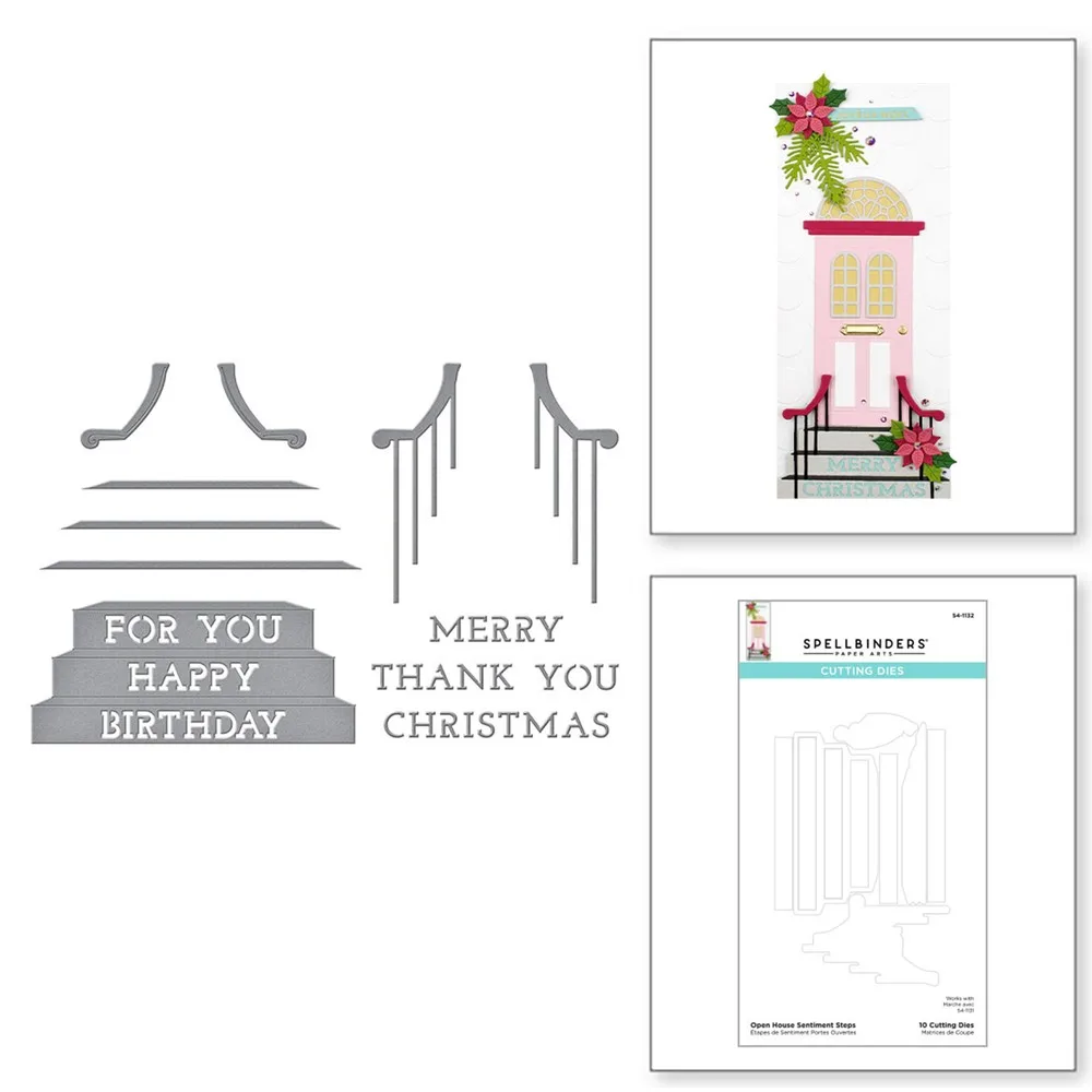 

Open House Sentiment Steps Etched Cutting Dies and Decoration Stencil Embossing Template Diy Greeting Card Handmade 2021