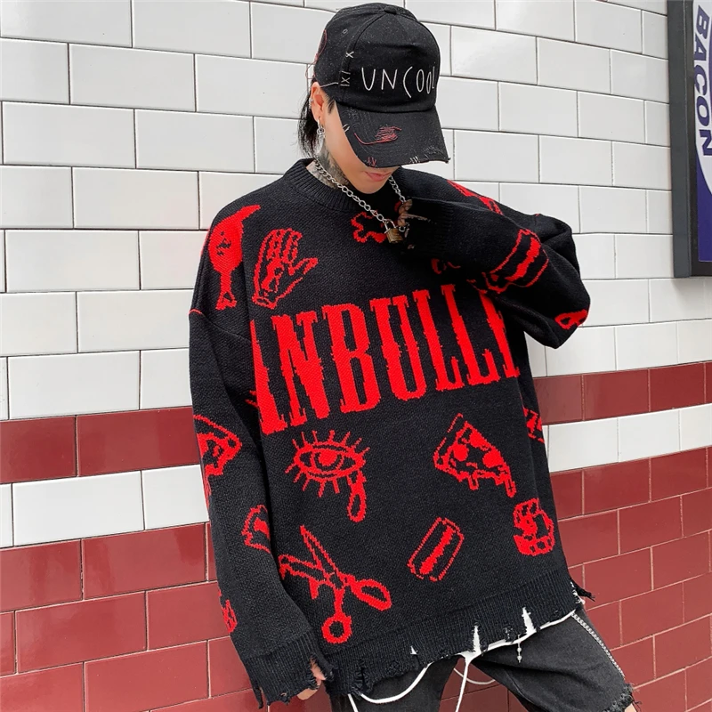 Хип-хоп Pull Homme зеленый свитер с круглым вырезом для мужчин