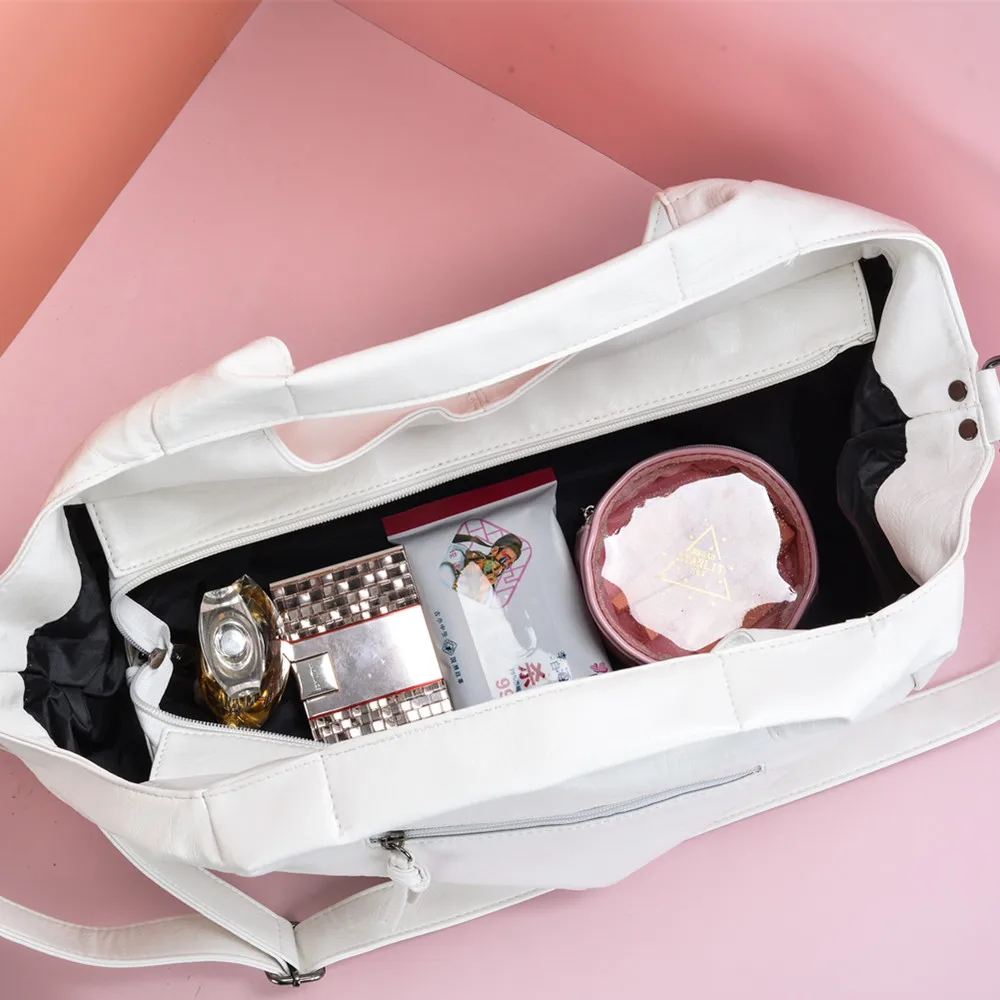 

Large White Female Bag Soft Leather Hobo Bags for Women Big Shopper Tote Bag Korean Crossbody Handbag Unique Design Shoulder Bag