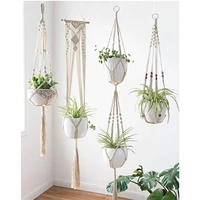 5 pack plant hangers handmade cotton rope hanging planters set flower pots holder stand different tiers for indoor outdoor