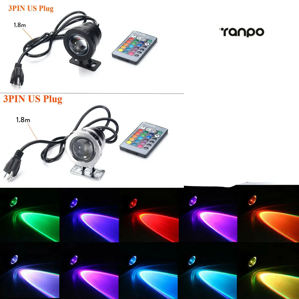 

Underwater RGB LED Flood Light Aquarium Light Outdoor Waterproof Garden Spotlight Lamp for Fountain Swim Pool Pond US / EU Plu