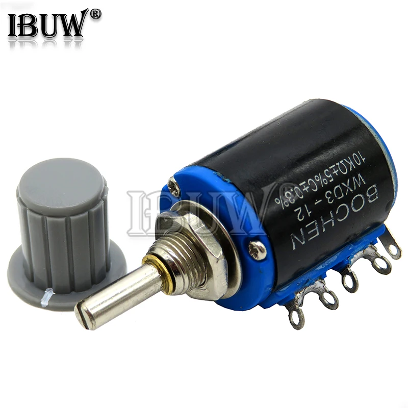 

2PCS = 1PCS WXD3-12 1W 10K 4.7K 3.3K 2.2K 1K resistance ring multi circle precision wire wound potentiometer + 1PCS Grey knob