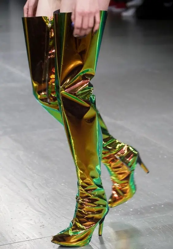 

Walk show nightclub bar laser material pointed sexy high boots