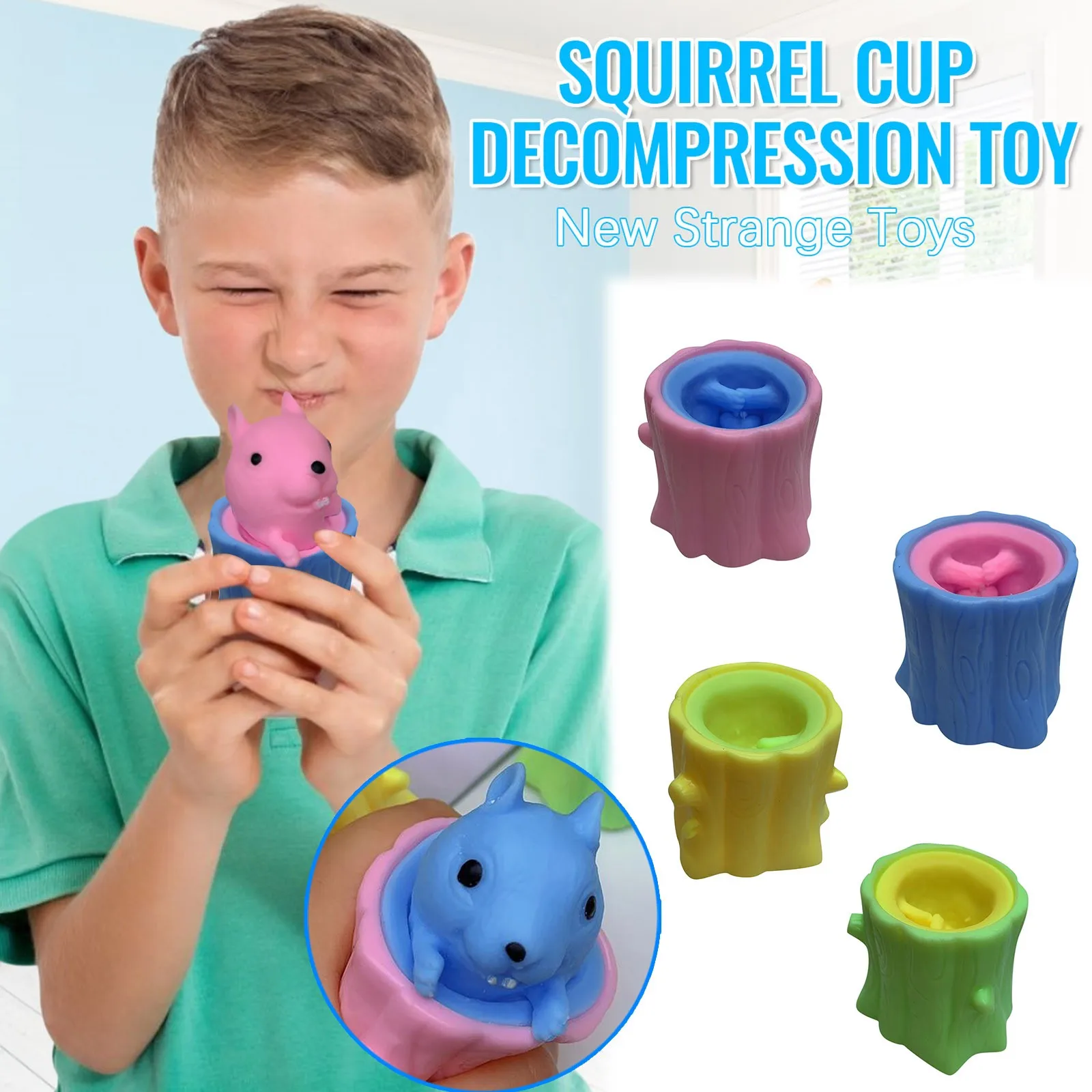 

Squeeze Rubber Squirrel Cup Children's Toy Evil Decompression Tree Stump Oak Cute Miniature Telescopic Pen Holder Game Gift