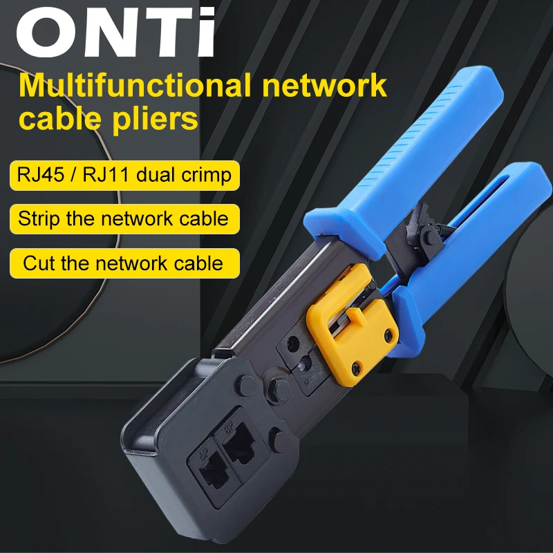 ONTi RJ45 щипцы для сетевого инструмента плоскогубцы для Cat5 Cat5e Cat6 Щипцы Резак для зачистки RJ45 RJ12 RJ11 8P 6P сквозной разъем