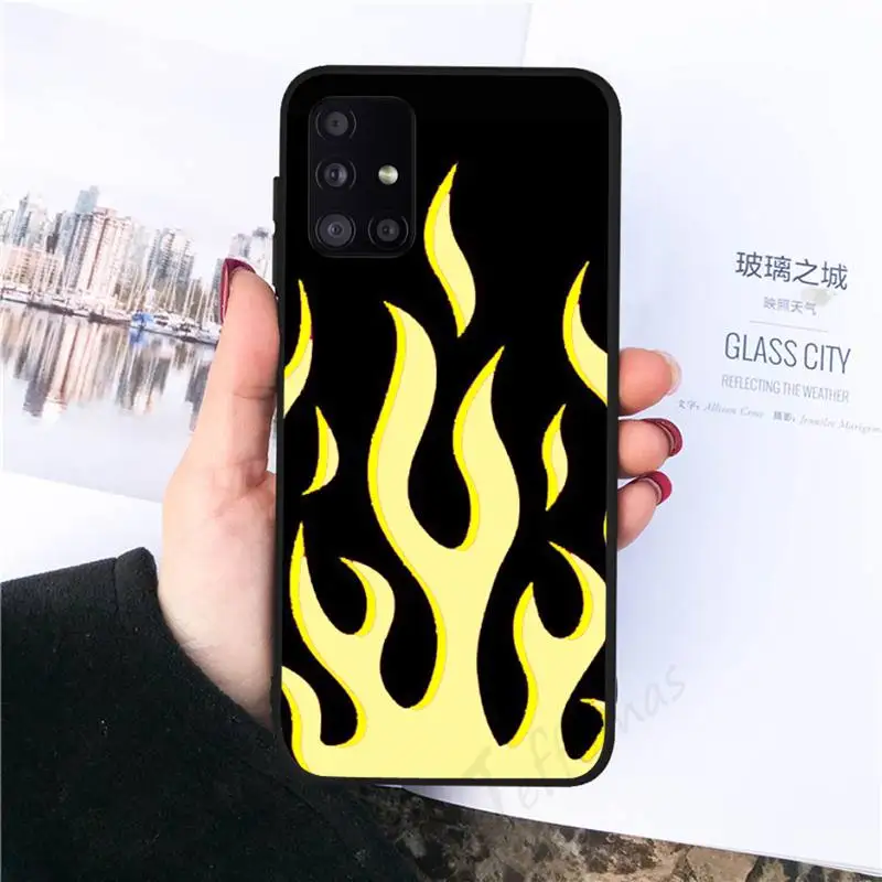 

Fashion Red Flames Fitted Phone Case black For Samsung galaxy S 21 20 10 8 A 51 71 50 21s 70 40 20 20e note 10 plus Ultra 5g fe