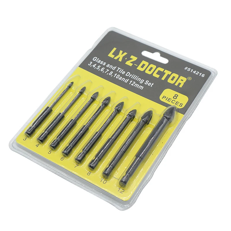 Justinlau Glass Tile Drill Bits Set - Tungsten Carbide Tipped Spear Head Bits for Ceramic Tile, Marble, and Mirror Drilling - 3mm, 4mm, 5mm, 6mm, 7mm, 8mm, 10mm, 12mm image 5