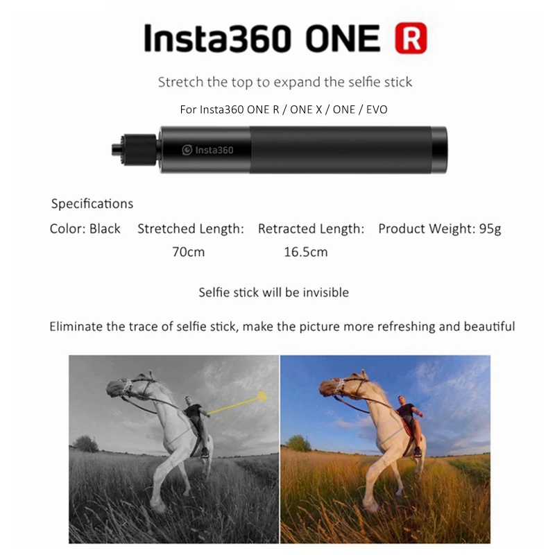 Оригинальный Insta360 x2 70/120 см Невидимый селфи-палка + 360 поворотная ручка пуля время