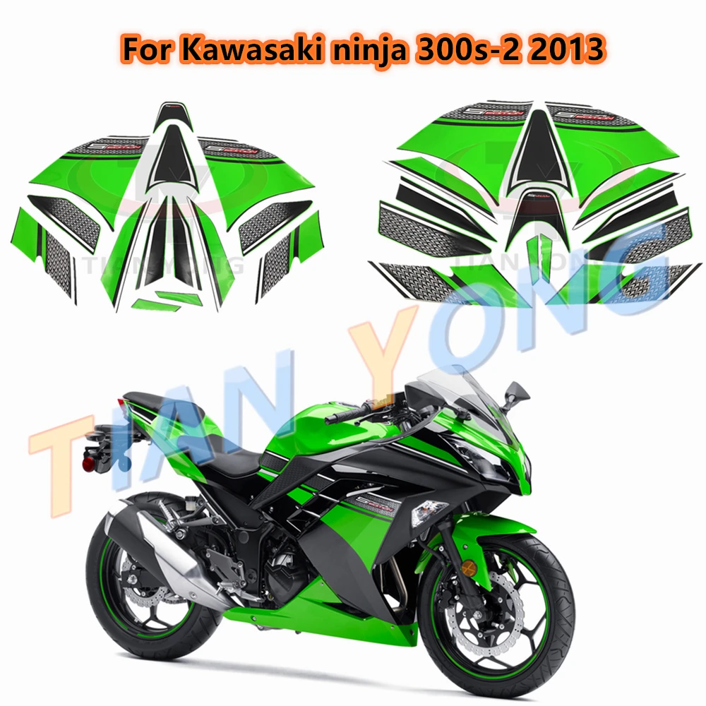 

For Kawasaki ninja300s 2 2013 Motorcycle Whole Fairing custom made Sticker Decal Emblem Kit Protector Racing Silkscreen Applique