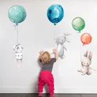 Наклейки на стену в виде акварельных кроликов, шариков, животных сделай сам для детской комнаты, детского сада, класса, макет на стену, домашний декор