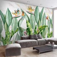 custom 3d wallpaper modern tropical rain forest plants flowers and birds photo wall mural living room tv sofa papel de parede 3d