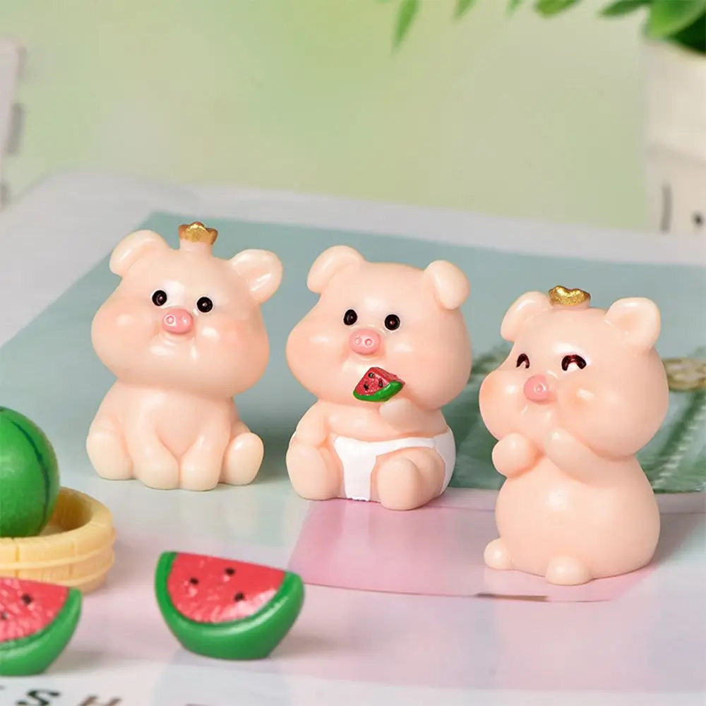

Home Decor Garden Desktop Ornament Eat Melon Pig Small Watermelon Pig Miniature Figurine Micro Landscaping