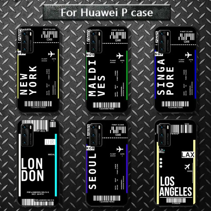 

Cute FIRST CLASS PLANE TICKET Phone Case for huawei P40 pro lite P8 P9 P10 P20 P30 psmart 2019 2017 2018