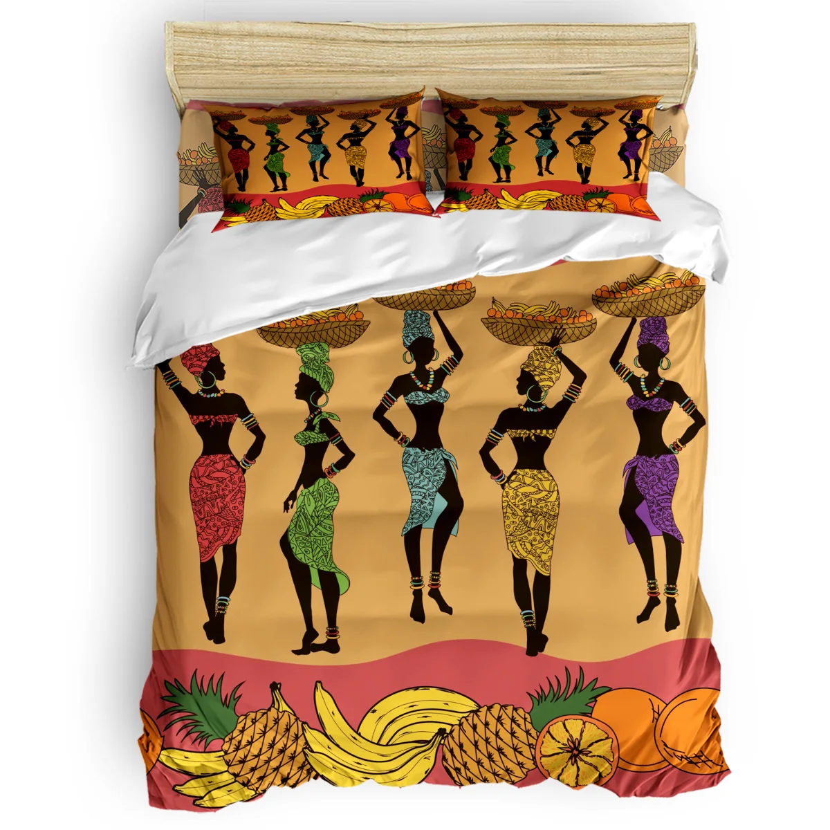 

African Women Fruit Basket Duvet Cover Set Warm and Comfortable Bedding Set Bedroom Supplies Bedroom Comforter Set 2/3/4pcs