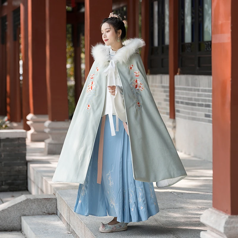 

Ancient Oriental Dance Cloak for Women Winter Han Tang Song Dynasty Coat Festival Outfit Chinese Folk Dance Clothes Hanfu Dress