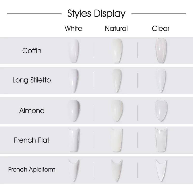 ROSALIND 240/120 Pcs False Nail With Clear Natural French Nails Art for Tips UV Gel Ultra Flexible ABS Fake Nail Manicure Tool