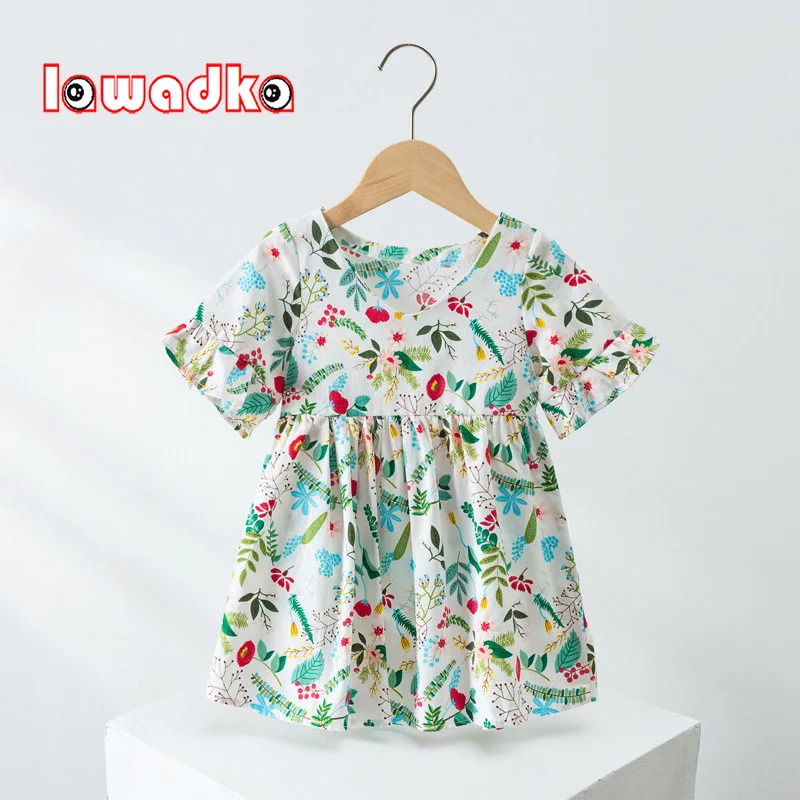 

Lawadka Summer Short Sleeve Baby Girls Dresses Floral Print Kids Girl Clothes Fashion Sundress For Girls Children's Clothing