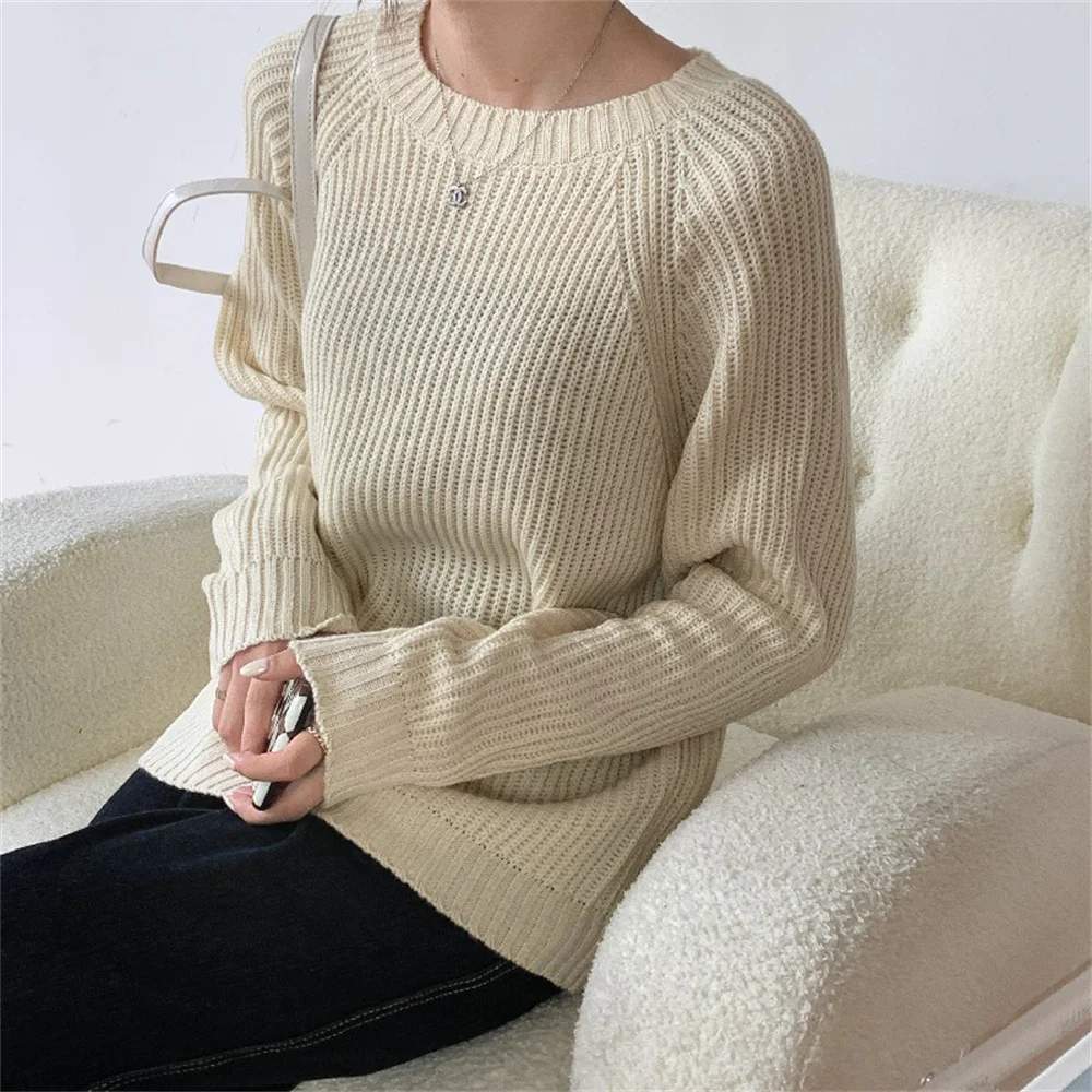 

동문 문 2021 тонкие женские топы, уличная одежда, вязаные Новые свитера, шикарные винтажные универсальные свободные однотонные Модные Повседне...