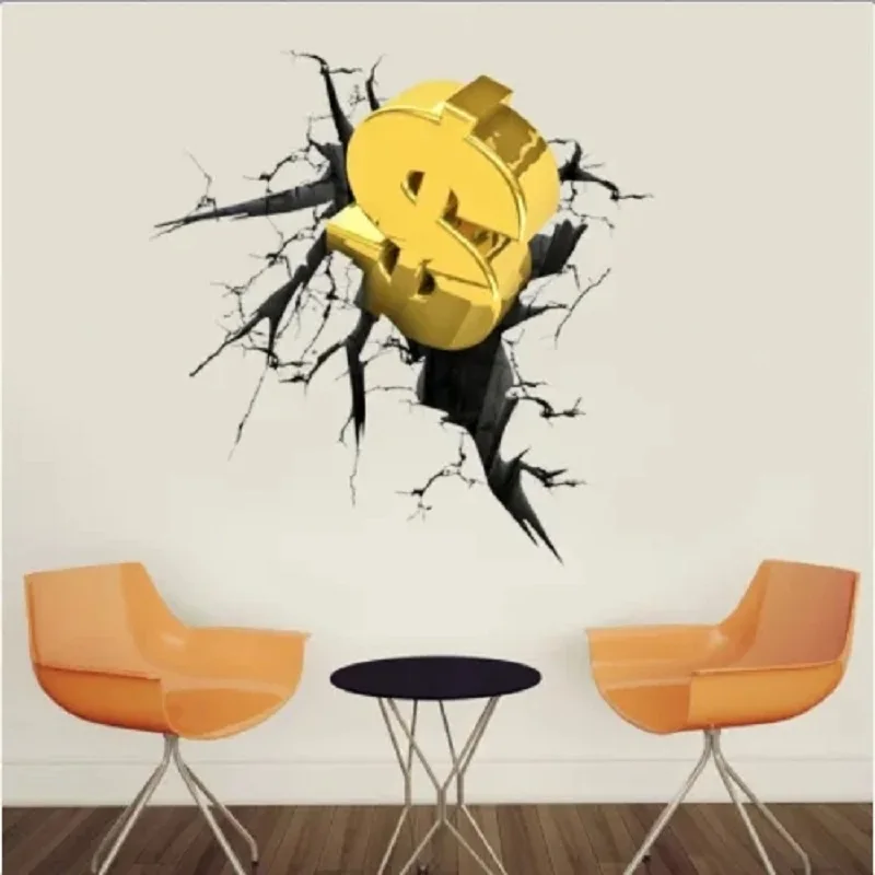 

3D Sterling Dollar poster Creative Vinyl wall Stickers Home Decorative Living Room Decals wallpaper bedroom window Decor Art