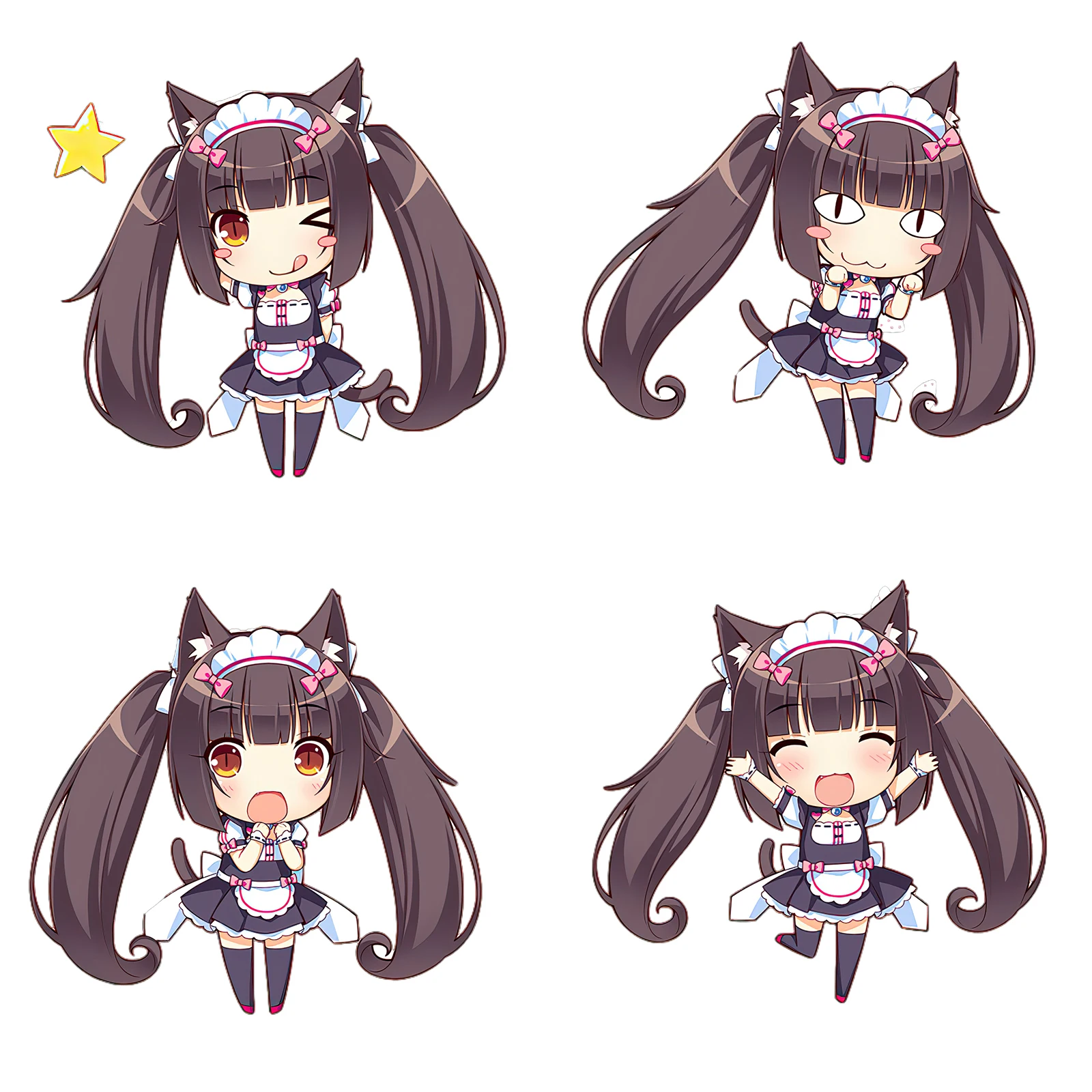

Three Ratels CD1 funny NEKOPARA_CHRONICLE Chocola Cartoon Waterproof Decal Cute cat's ear girls sticker on Wall Fridge car