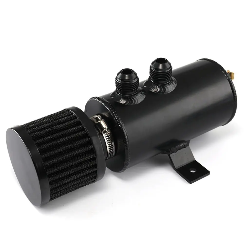 

Aluminum 10AN Oil Catch Can Reservoir Tank +Breather Filter Baffled Kit Black Car Air Filters Auto Parts Car Accessories