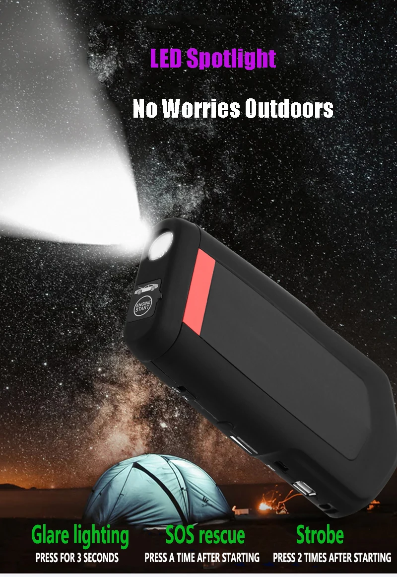 Портативное автомобильное пусковое устройство 12 В внешний аккумулятор для