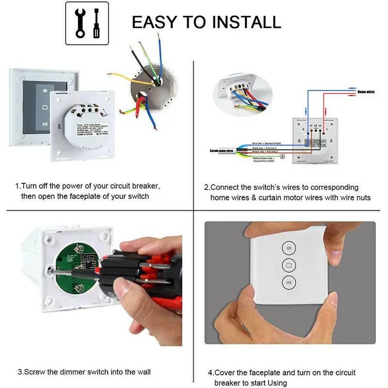 86mm WiFi Smart Curtain Switch Remote Control Roller Shutter Compatible for Alexa/Amazon ECHO/Google Home | Электроника