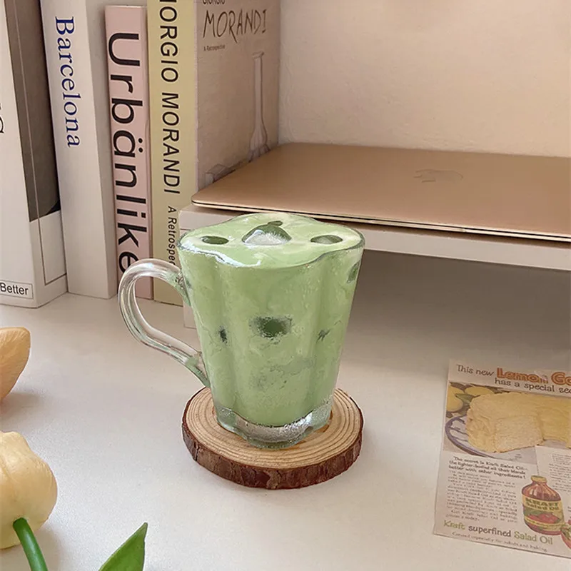 Cutelife Ins цветок прозрачная стеклянная кофейная чашка милый коктейль молоко чай