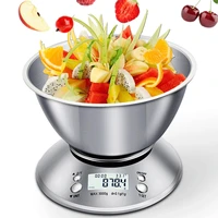 digital kitchen scale 11lb5kg high accuracy food scale with removable bowl room temperature alarm timer stainless steel libra