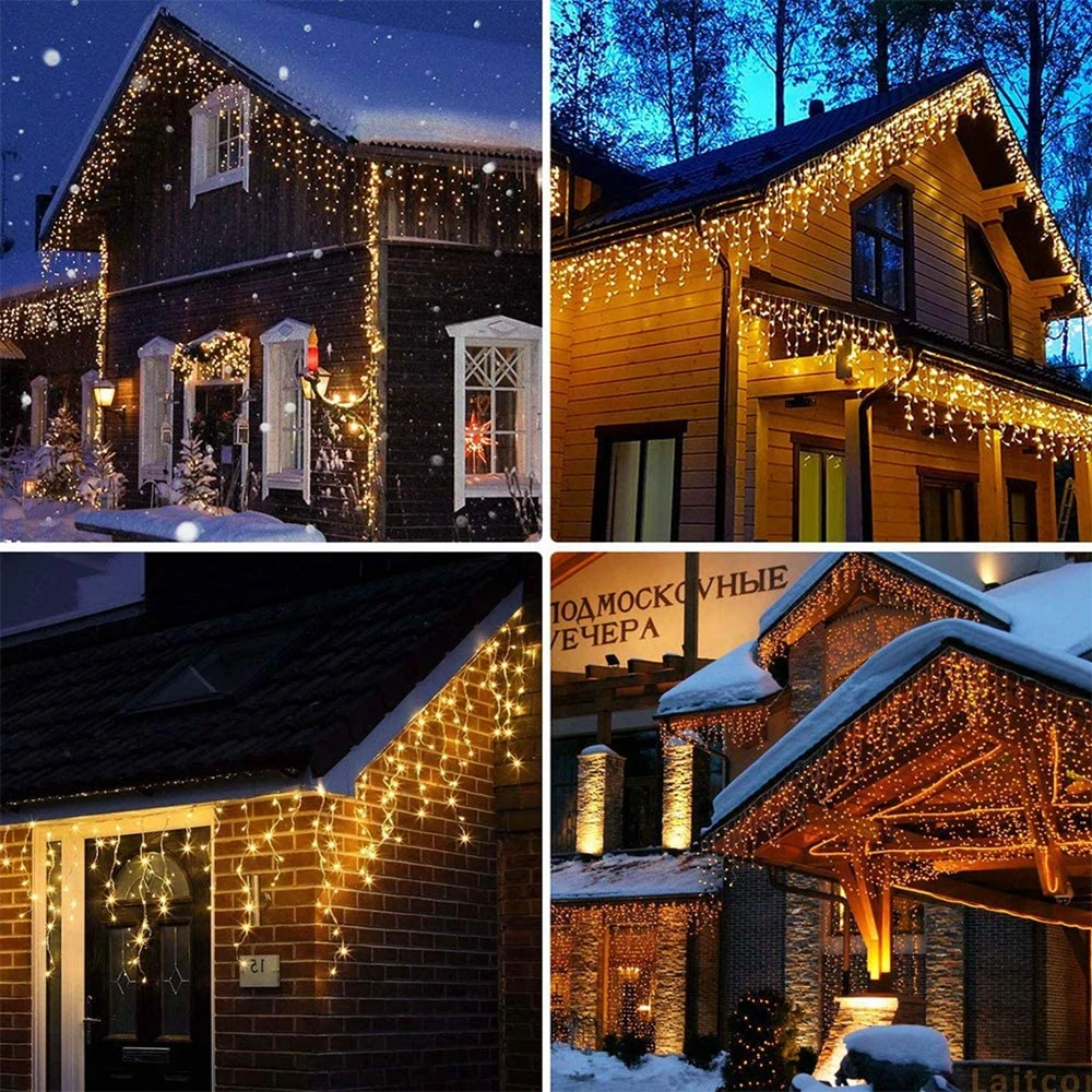 

4M 12M Icicle String Lights LED Curtain Fairy Christmas 0.6M Droop Decor For Outdoor Garden Street Wedding New Yea Garland