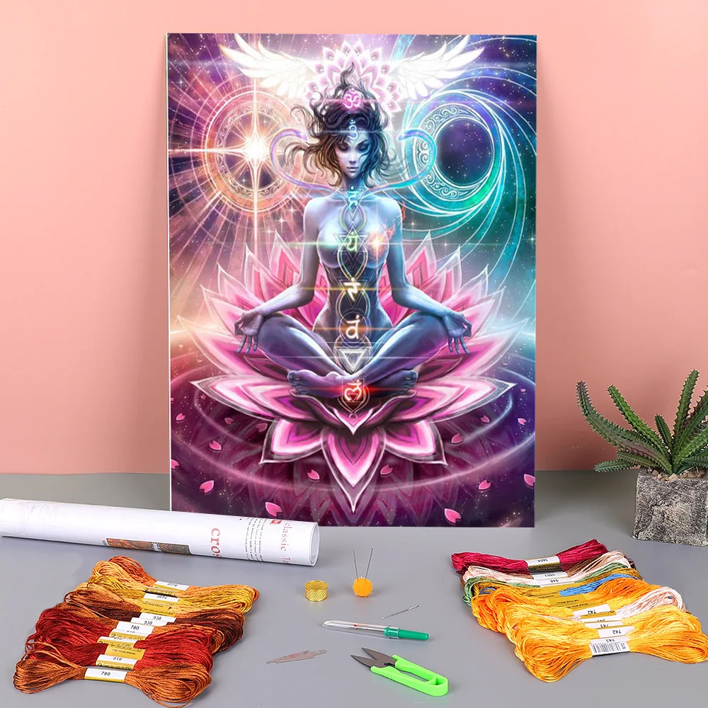 

Buddha Religion Printed Canvas 11CT Cross-Stitch DIY Embroidery Set DMC Threads Needlework Handmade Handiwork Promotions