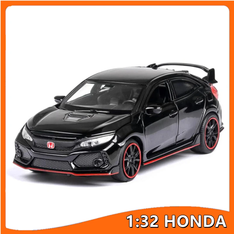 

1:32 HONDA CIVIC TYPE-R Diecasts & Toy Vehicles Metal Car Model Sound Light Collection Car Toys For Children Christmas Gift