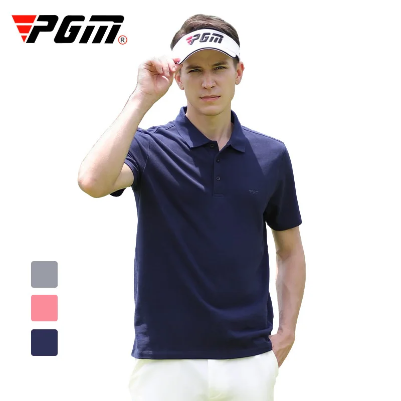 PGM Men's Short Sleeve Golf T-Shirt Summer Striped Print Sport Tshirt Polo Shirt Quick Drying Golf Clothing  golf shirts mens