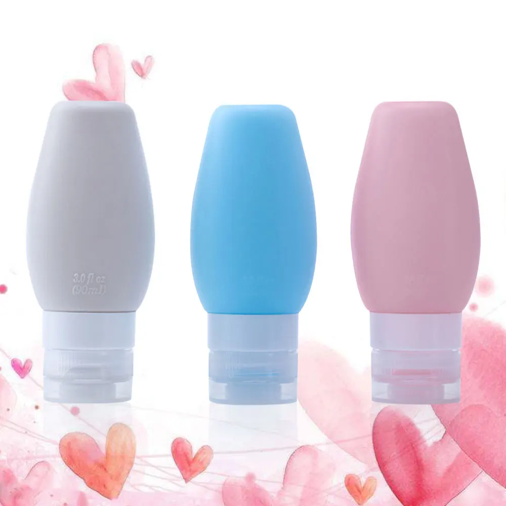 

3pcs 90ml Portable Travel Bottle Toiletry Bottles Refillable Shampoo Lotion Liquid Container Sets Travel Accessories (Random Col