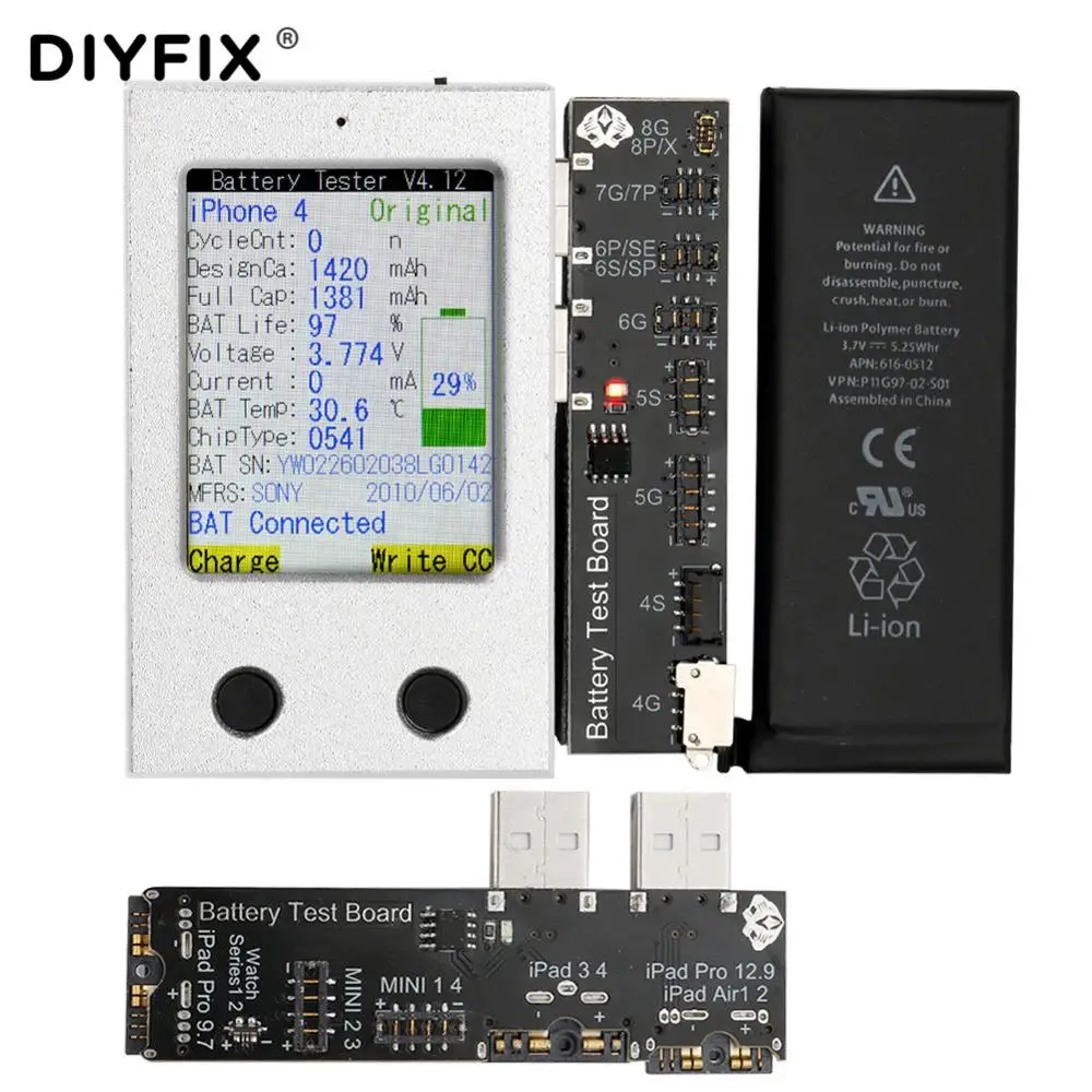 

Ремонтный тестер аккумулятора DIYFIX для iWatch S1 S2 iPad iPhone X 8 8P 7 7P 6 6P 6S 6SP 5 дюймов
