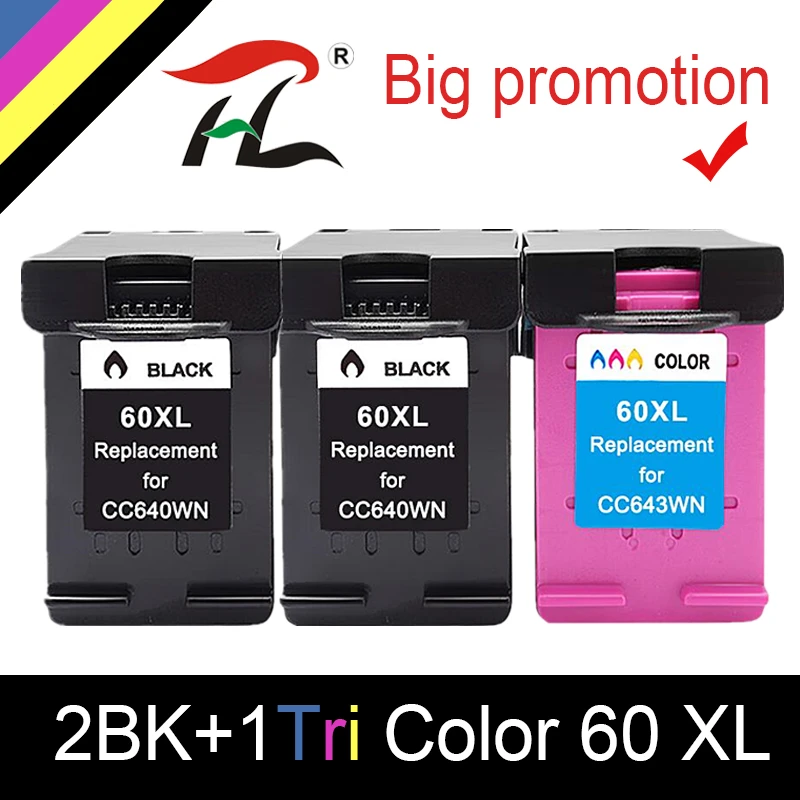 

HTL Ink cartridge 60XL Compatible for hp 60 xl hp60 F2480 F2420 F4480 F4580 F4280 D2660 D2530 D2560 PhotoSmart C4680 printer