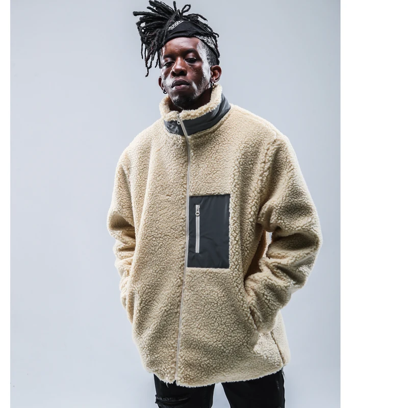 Уличная флисовая куртка для мужчин толстое Коралловое флисовое пальто 2019 зимнее