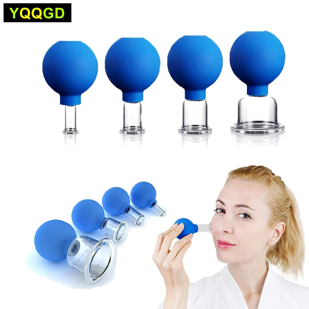 

4Pcs Glass Facial Cupping Set | Silicone Vacuum Suction Cupping Massage Therapy for Anti Cellulite Wrinkle Ageless Skin Face
