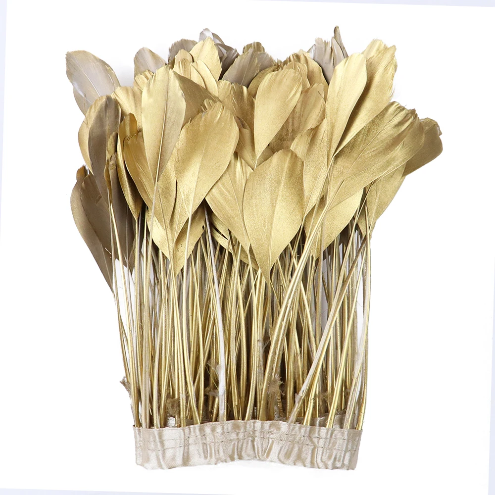 

2 ярда золотые серебряные гусиные перья отделка бахрома 13-18 см для рукоделия плюмашек лента для свадебного платья аксессуары декоративные п...