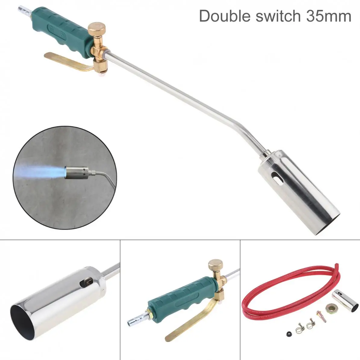 

35mm Double Switch Type Liquefied Gas Torch Welding Spitfire-Gun Support Oxygen Acetylene Propane for Barbecue/ Hair Removal
