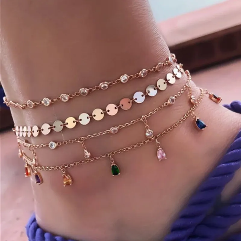 4 шт./компл. Boho золото украшенные разноцветными кристаллами вафли Многослойные