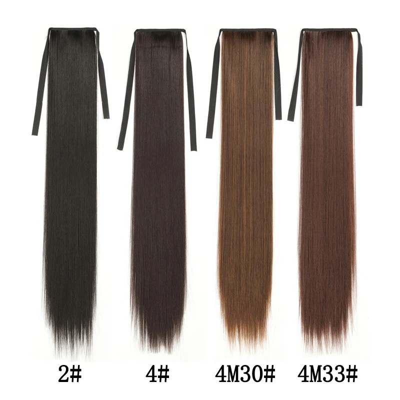 

Long Synthetic Ponytail Clip in Hairpieces Drawstring Ribbon Fake Hair Extensions Pony Tail 4 Colors Straight