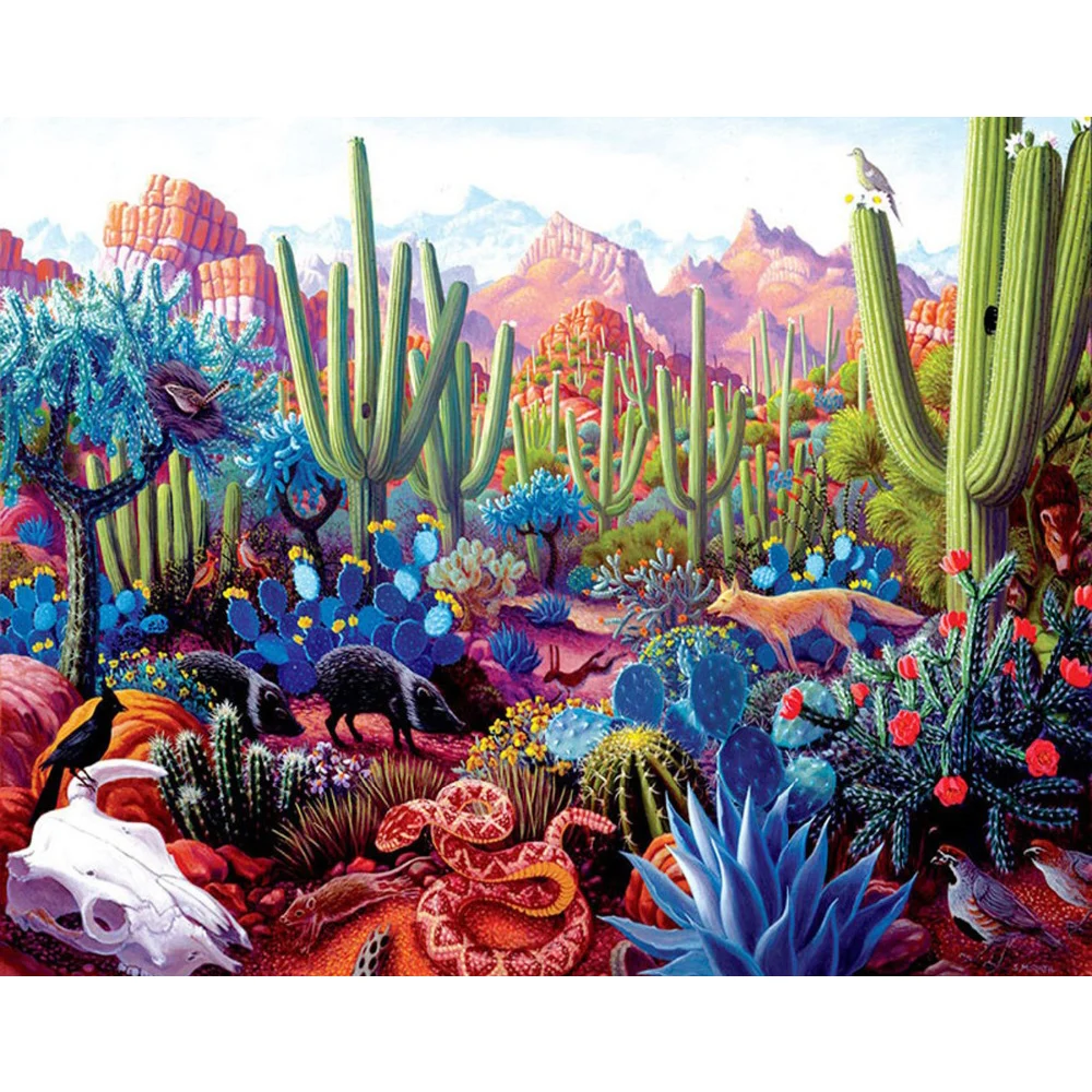 

5D DIY Poured Glue Diamond Painting Kits Full Round With AB Drill Desert Landscape Embroidery Mosaic Painting Decoration Gifts
