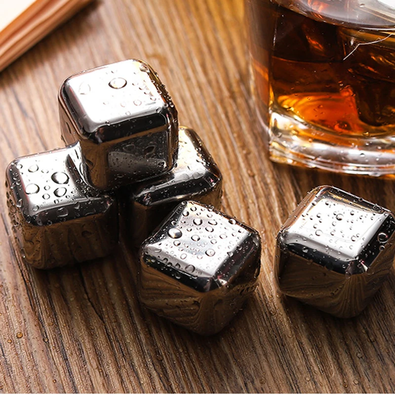 

1PCS Household Stainless Steel Ice Cubes Whiskey Chilled Stone Metal Quick Frozen Ice Cubes Quick Frozen Ice Bar Supplies S7