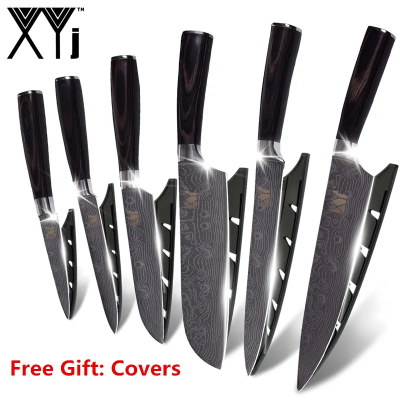 XYj нож из нержавеющей стали цветные кухонные ножи с деревянной ручкой для нарезки