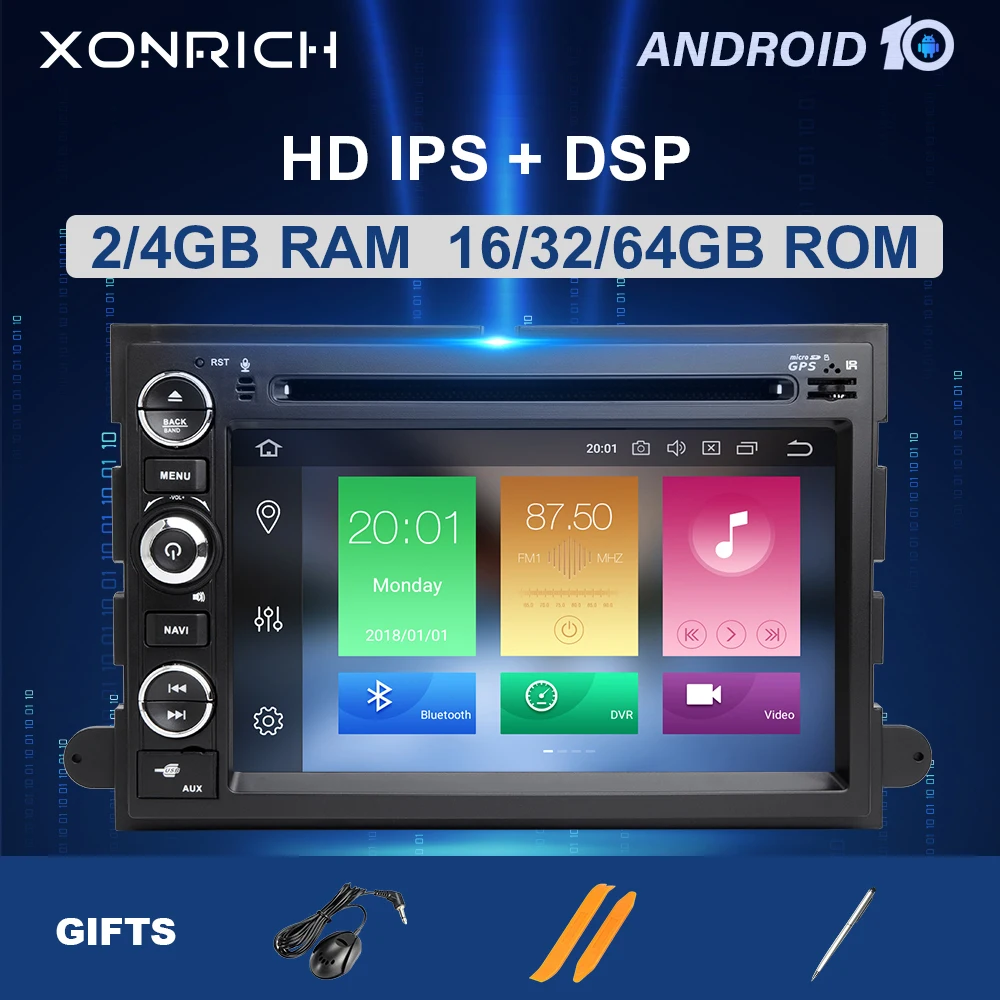 Автомобильный DVD плеер проигрыватель на Android 10 8 ядер DSP 2 Din для Ford F150 F350 F450 F550 F250 Fusion