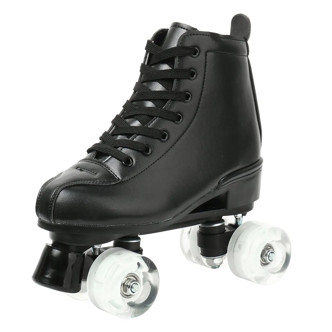 Women White PU Leather Roller Skates Skating Shoes Sliding Inline Quad Skates Sneakers Training Europe Size 4 Wheels Flash Wheel images - 6